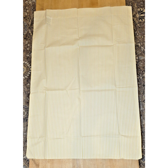 VTG Wamsutta Yellow White Ticking Stripe Twin Sheet Set Flat Fitted Pillowcase - Picture 6 of 9